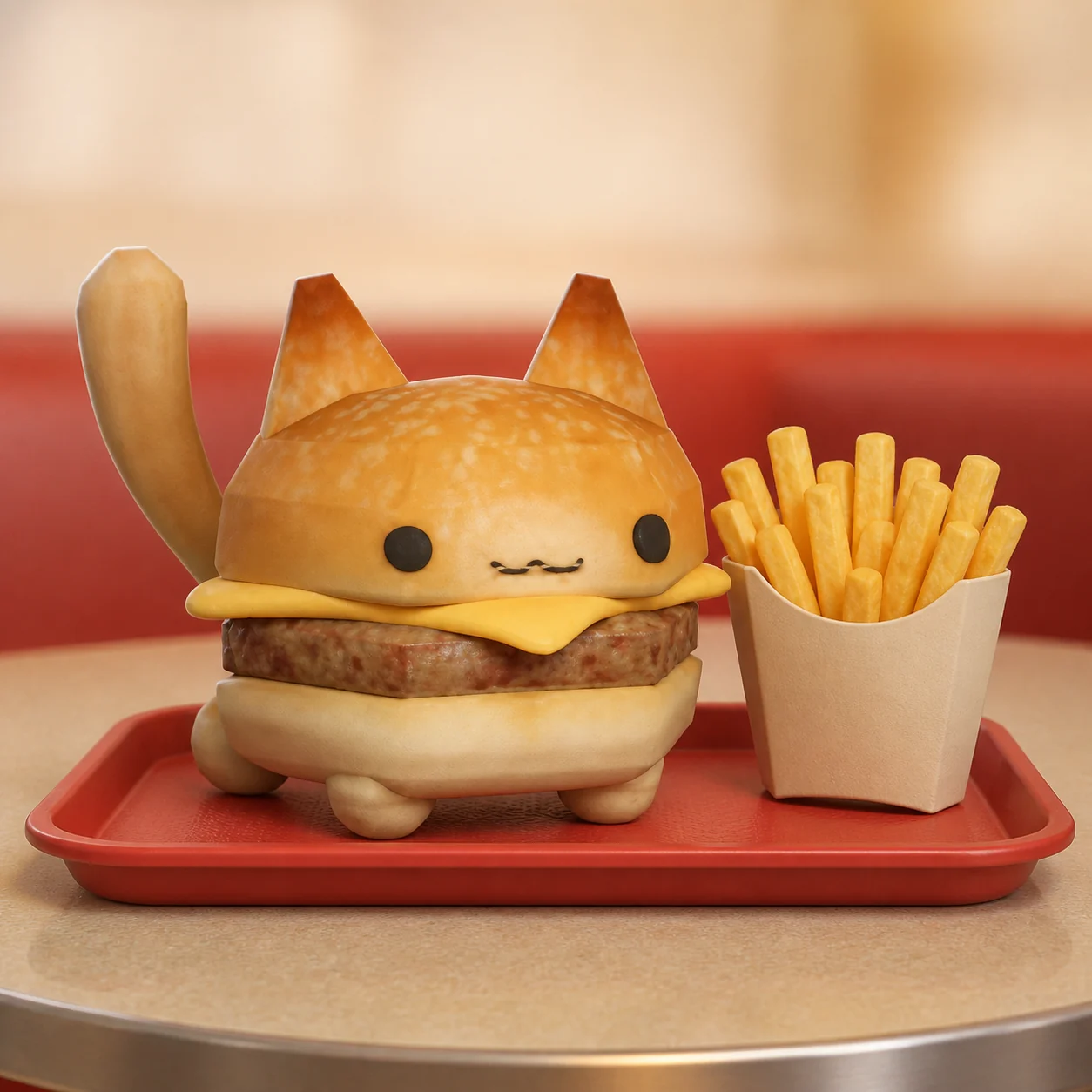 Catburger on a tray